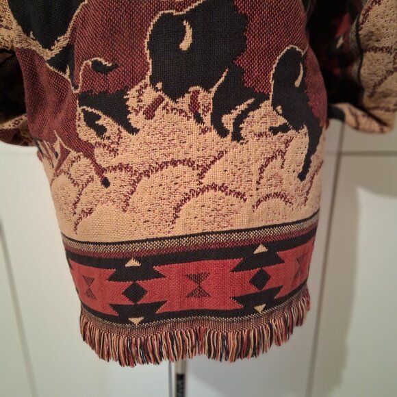 Vintage 90's Black Fringe Concho Jacket M/L - necklace and Rose Feather pin - Picture 10 of 10